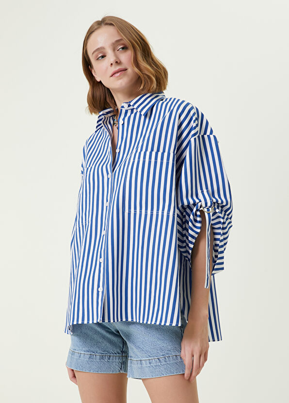 Beymen Club Mavi Çizgi Desenli Gömlek - 1