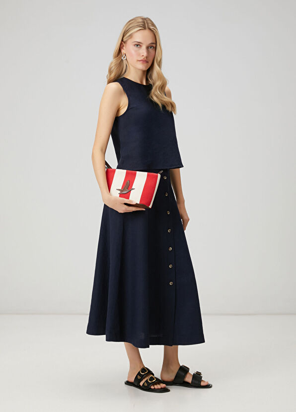 Beymen Club Kırmızı Çizgili Kadın Canvas El Portföyü - 2