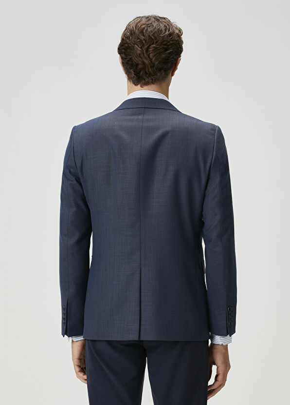 Beymen Club Lacivert Ekose Desenli Yün Ceket - 4