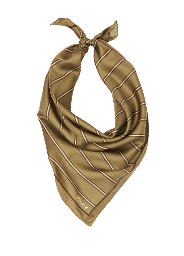 Beymen Club Khaki Pinstripe Silk Scarf - 2