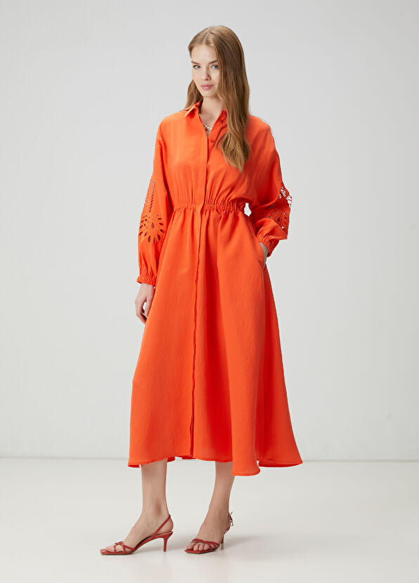 Beymen Club Mercan Dökümlü Maxi Elbise - 4