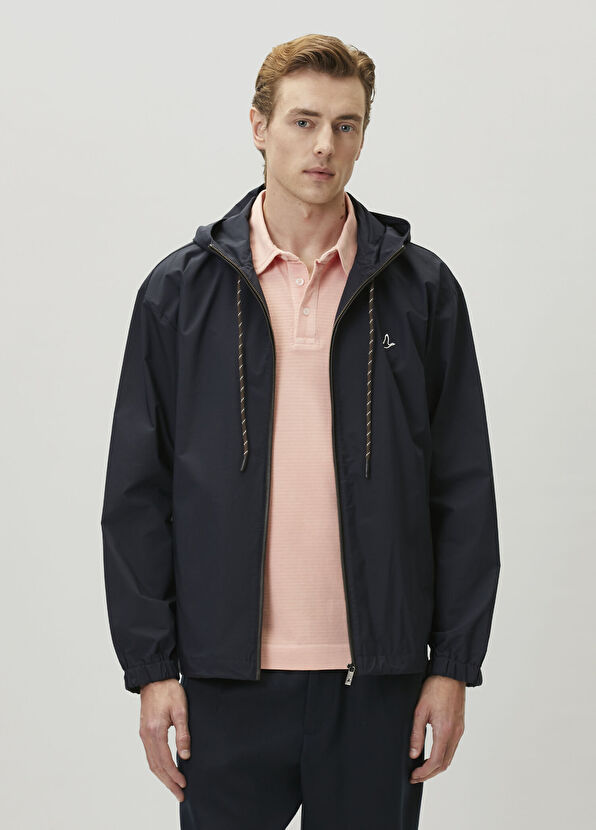 Beymen Club Lacivert Kapüşonlu Deri Biyeli Mont - 2