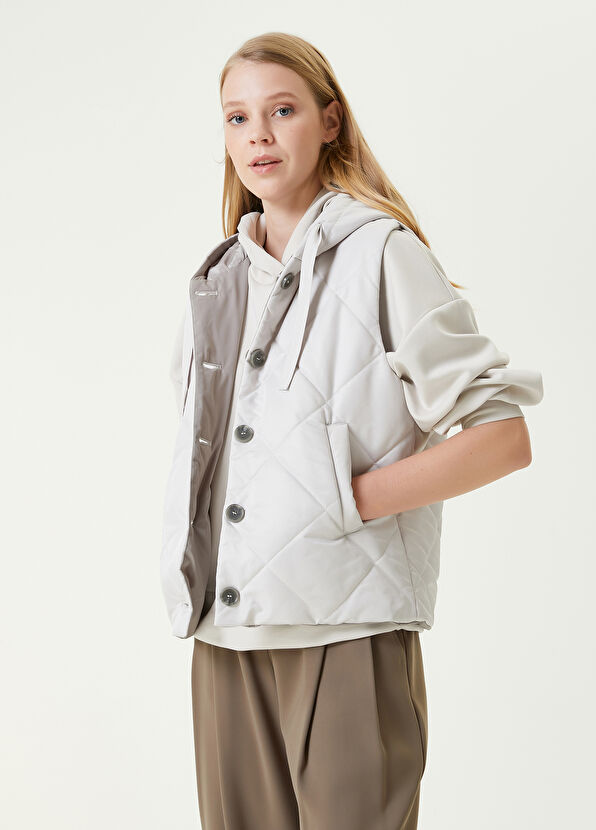 Beymen Club Gri Çift Taraflı Kapüşonlu Puff Yelek - 1