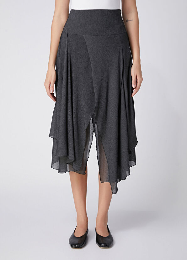 Beymen Club Anthracite Asymmetrical Flowing Skirt - 3