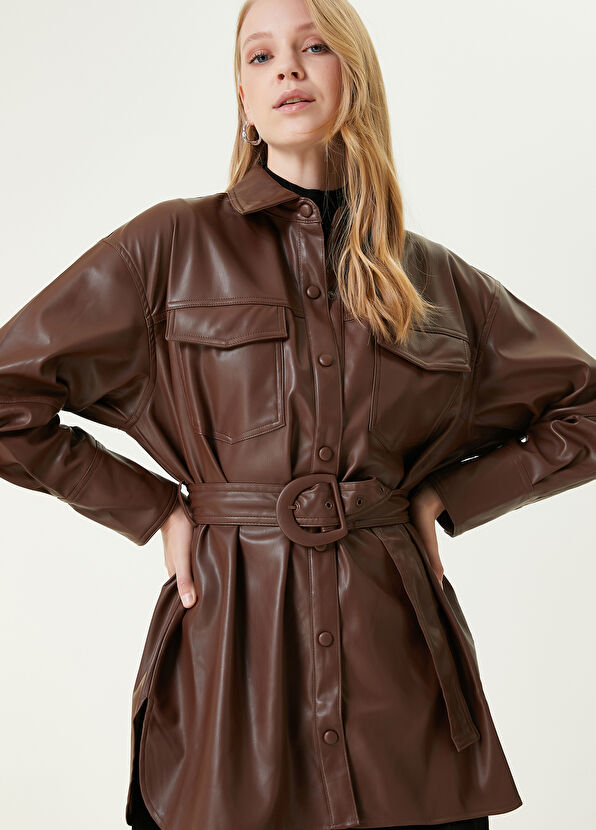 Beymen Club Konyak Kemerli Suni Deri Dış Gömlek - 3