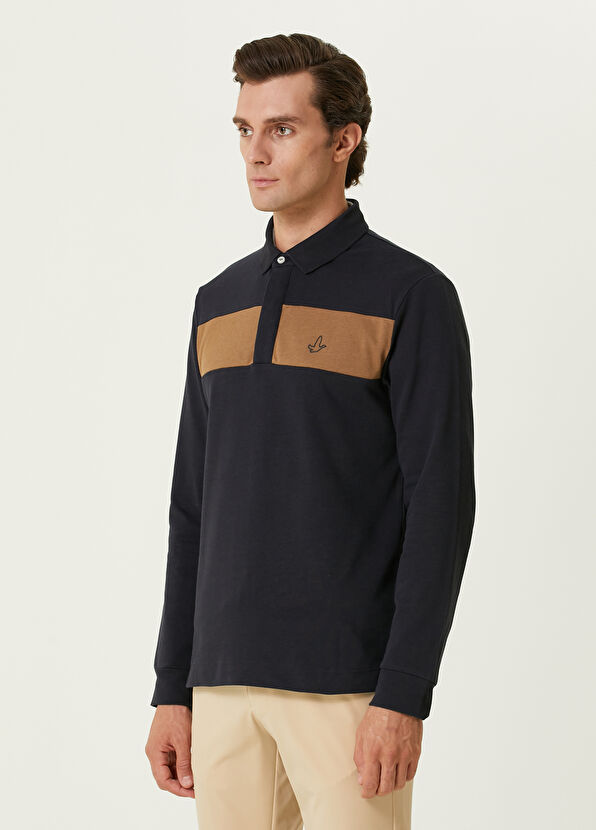 Beymen Club Navy Blue Long Sleeve Logo Detailed T-Shirt - 4