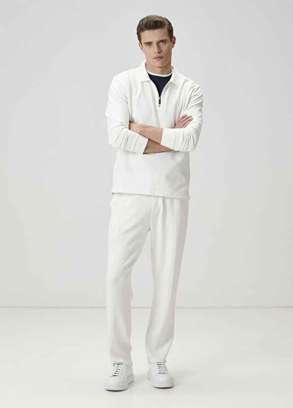 Beymen Club Kırık Beyaz Polo Yaka Sweatshirt - 3