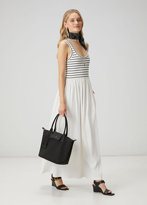 Beymen Club Off-White Striped Maxi Jersey Dress - 3