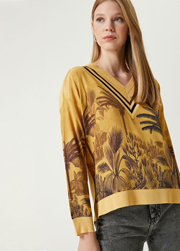 Beymen Club Yellow Palm Printed Sweater - 2