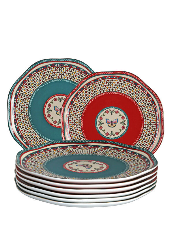 Lucky Art Fiora Bonnet Patterned Porcelain 6 Plate Set 27 cm - 2