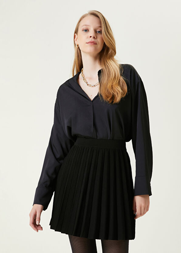 Beymen Club Siyah Gömlek Yaka Bluz - 1