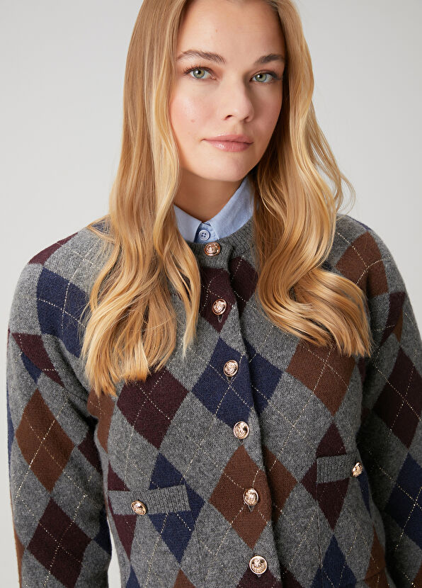 Beymen Club Gri Baklava Desenli Yün Hırka - 2