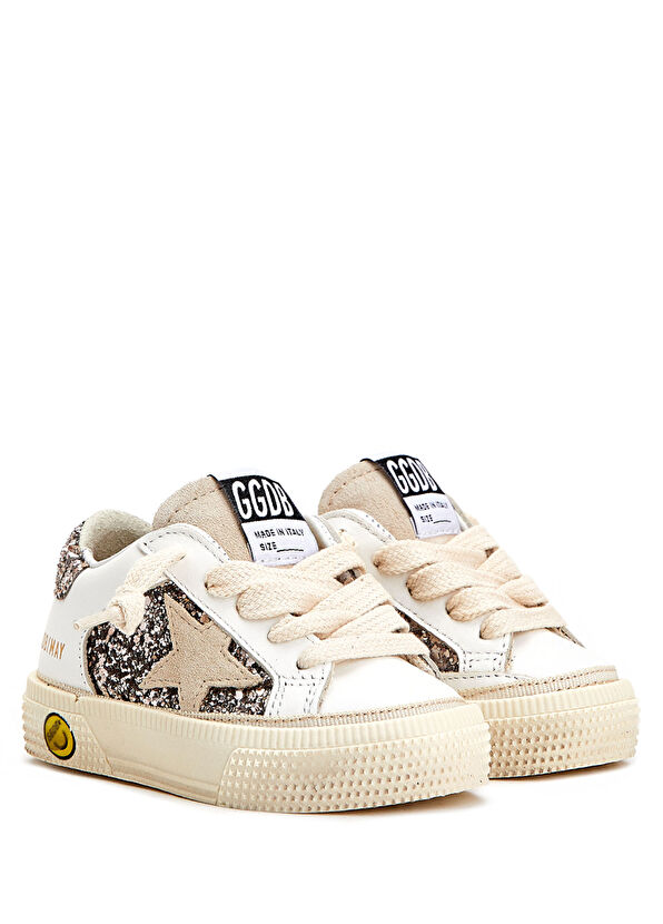 Golden Goose May Bej Beyaz Unisex Çocuk Deri Sneaker - 2
