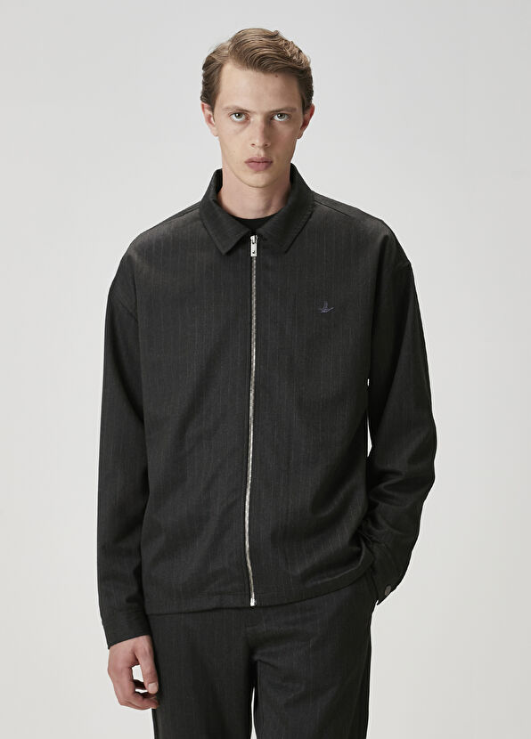 Beymen Club Antrasit Silik Çizgi Desenli Dış Gömlek - 2