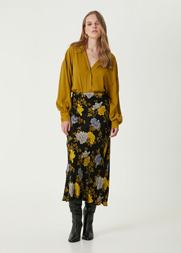 Siyah Desenli Midi Evaze Etek Beymen Club Siyah Desenli Midi Evaze Etek - 1