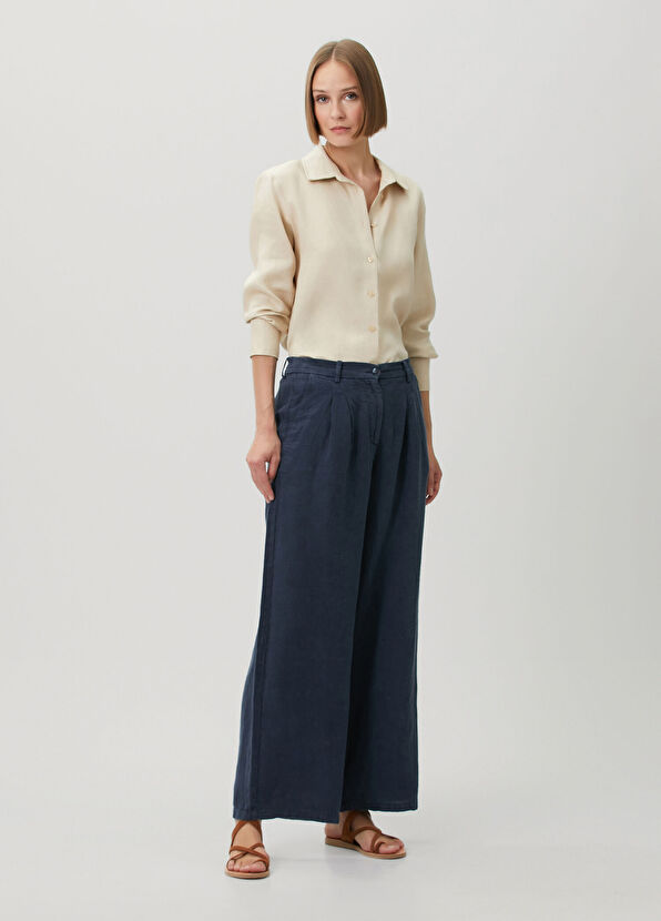 Beymen Club Navy Blue Linen Trousers - 1