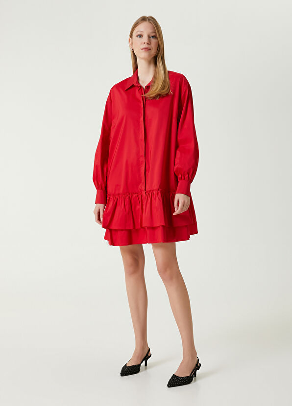 Beymen Club Red Ruffle Detail Mini Dress - 4