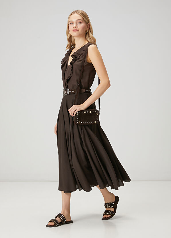 Beymen Club Kahverengi Volanlı Kolsuz Bluz - 3