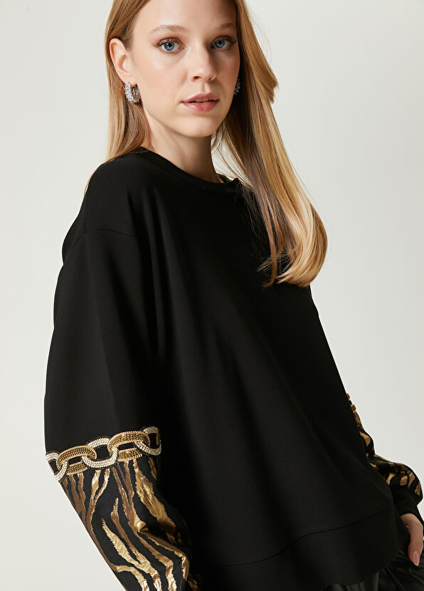 Beymen Club Siyah Taş İşlemeli Sweatshirt - 3