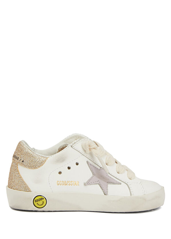 Golden Goose Super-Star Beyaz Lila Kız Çocuk Deri Sneaker - 1