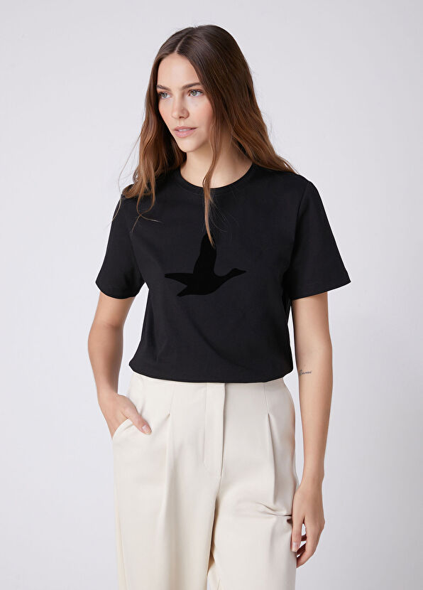 Beymen Club Siyah Tonal Logo Baskılı T-shirt - 1