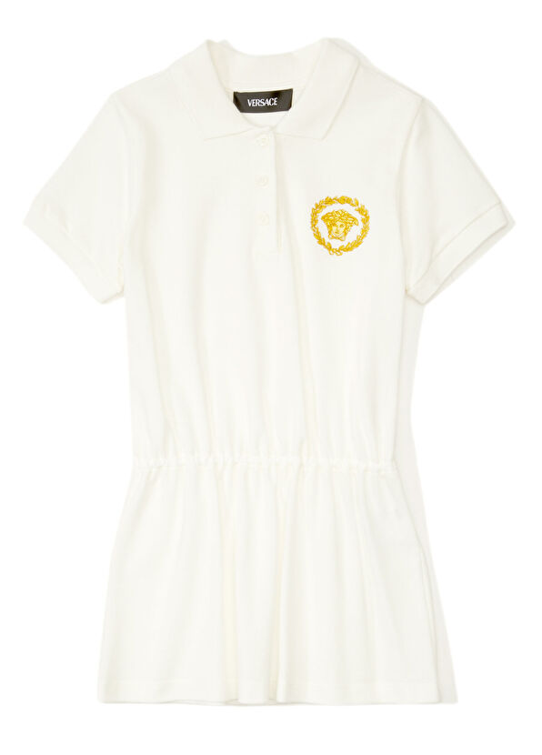 Versace Beyaz Polo Yaka Kız Çocuk Elbise - 1