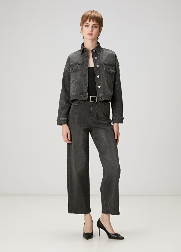 Beymen Club Dark Gray Embellished Denim Jacket - 2