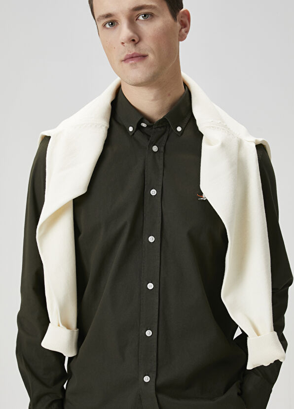 Beymen Club Comfort Fit Haki Gabardin Dokulu Gömlek - 1