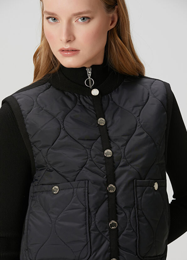 Beymen Club Black Quilted Bomber Knit Vest - 2