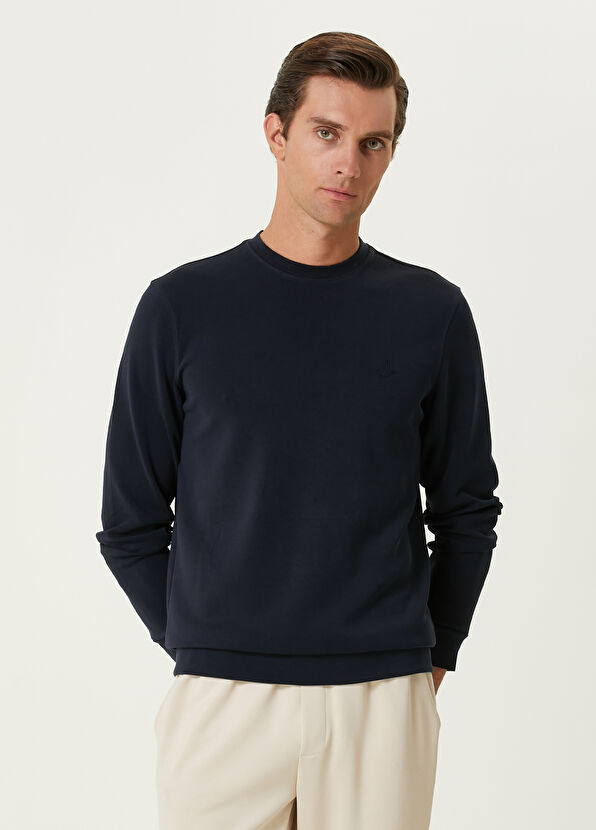 Beymen Club Navy Blue Logo Detailed Sweatshirt - 1