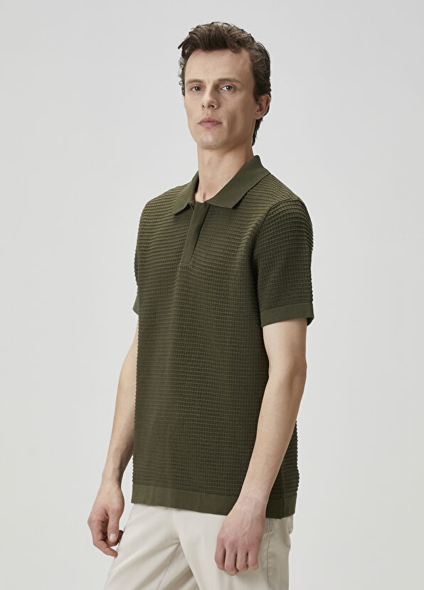 Beymen Club Haki Polo Yaka Kısa Kollu Triko - 4