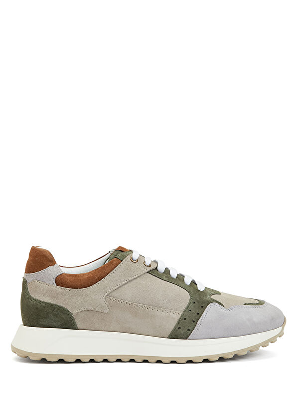 Beymen Club Grey Khaki Men's Leather Sneakers - 1