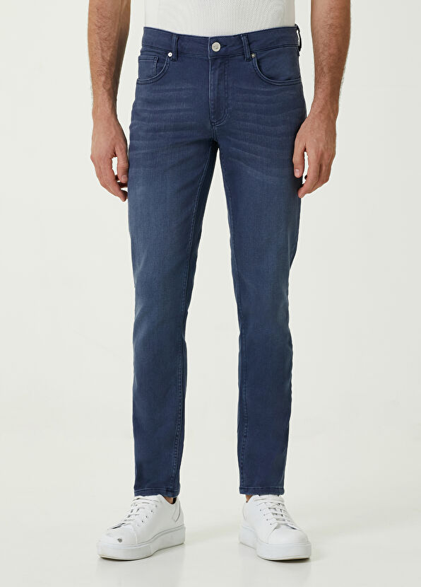 Beymen Club Slim Fit Gray Blue Medium Knit Jeans Pants - 2