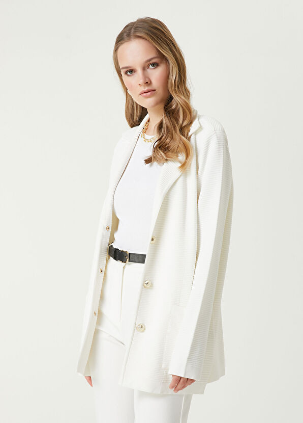 Beymen Club Off White Textured Knit Jacket - 1