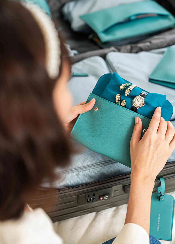 Pack'n Travel Turkuaz Deri 2'li Saat Kılıfı - 4