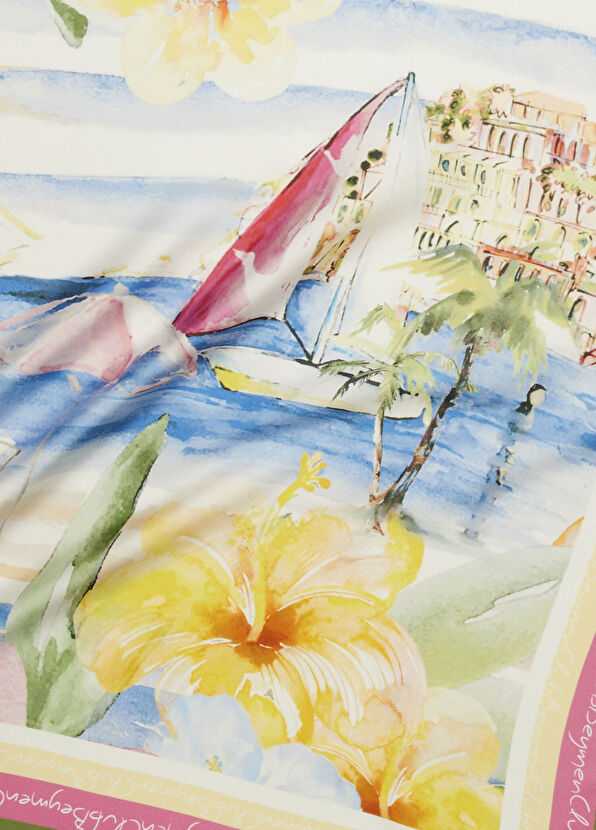 Beymen Club Çok Renkli Sulu Boya Desenli İpek Eşarp - 2