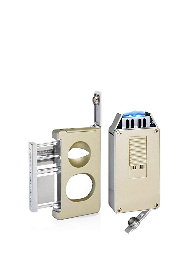 Porsche Design Titan Beige Double Cutter and Jet Cigar Lighter Set P3626-3648 - 2