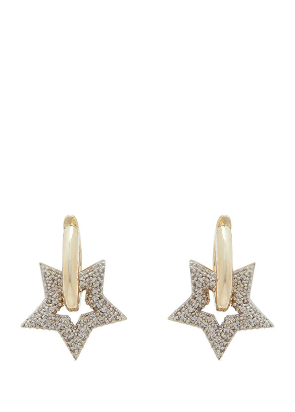 Beymen Club Gold Silver Yıldız Formlu Kadın Zirkon Halka Küpe - 2