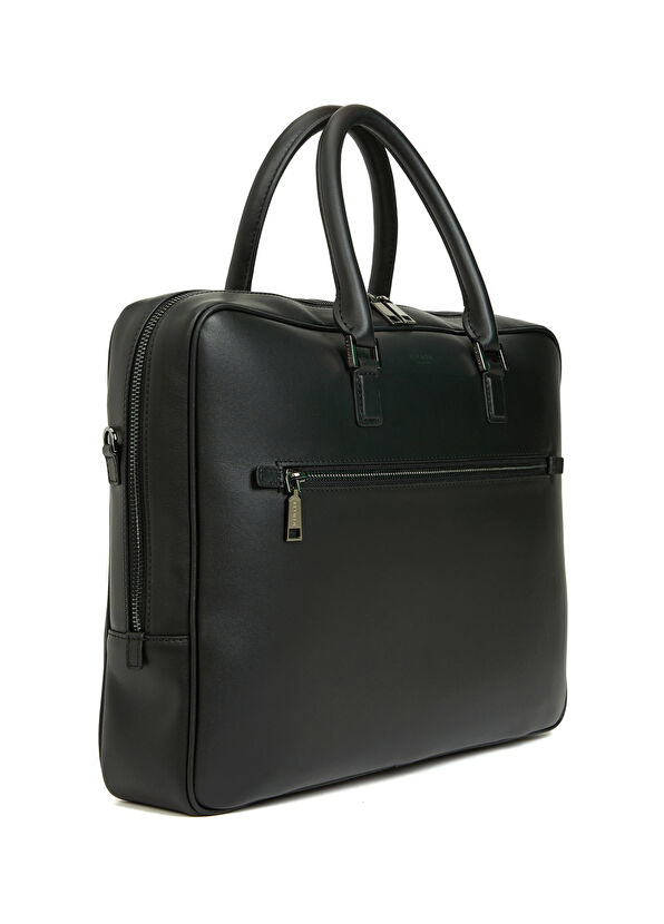 Business Siyah Erkek Deri Laptop Çantası - Görsel 4