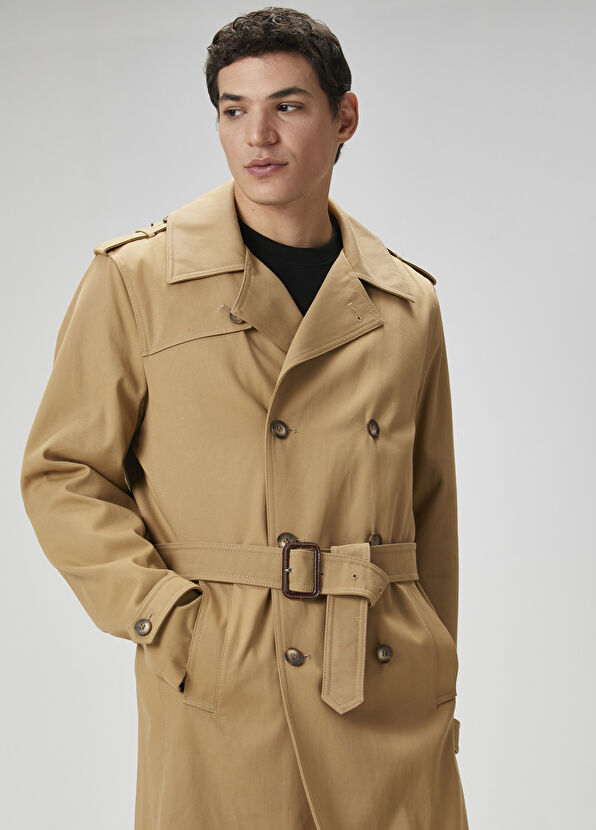 Beymen Club Beige Inner Vest Detailed Organic Cotton Overcoat - 2