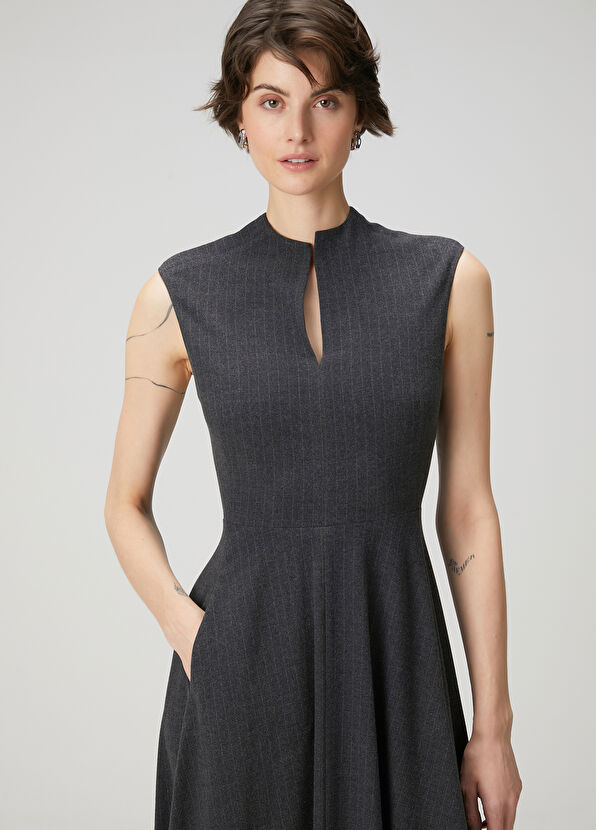 Beymen Club Grey Striped Midi Dress - 2