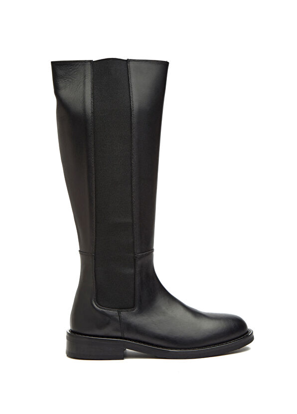 Siyah Fermuarlı Kadın Deri Çizme - Görsel 2