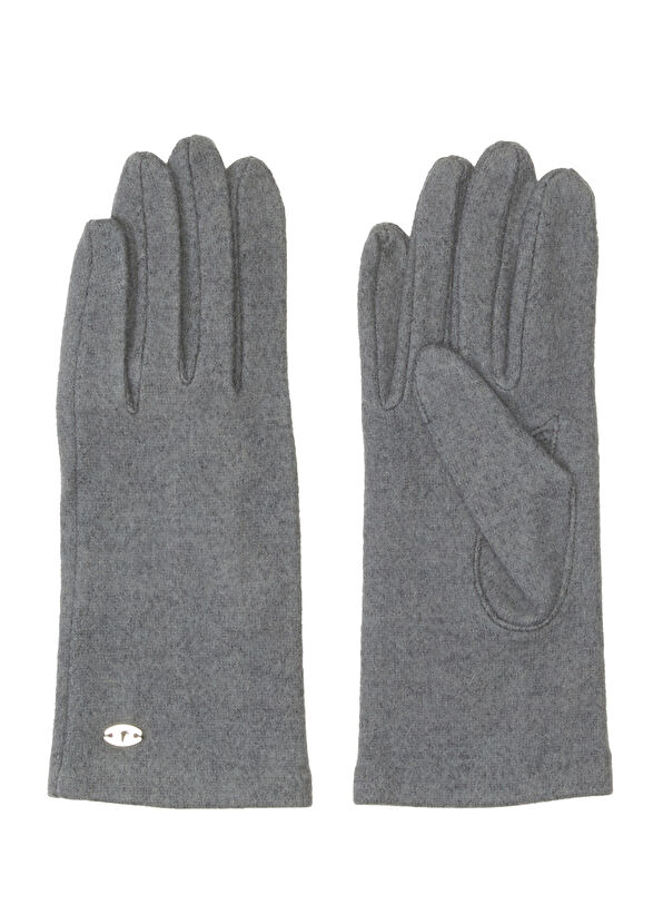 Beymen Club Antrasit Logolu Kadın Yün Eldiven - 1