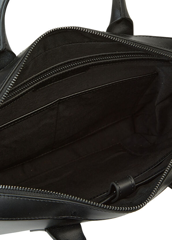 Stripe Siyah Erkek Deri Laptop Çantası - Görsel 6