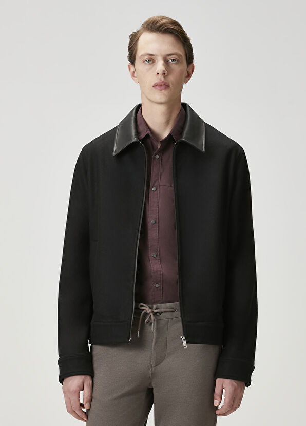 Beymen Club Siyah Yakası Deri Garnili Yün Ceket - 3