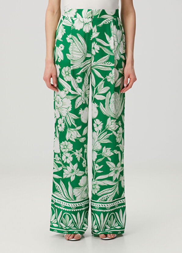 Beymen Collection Yeşil Tropik Çiçekli Pantolon - 2