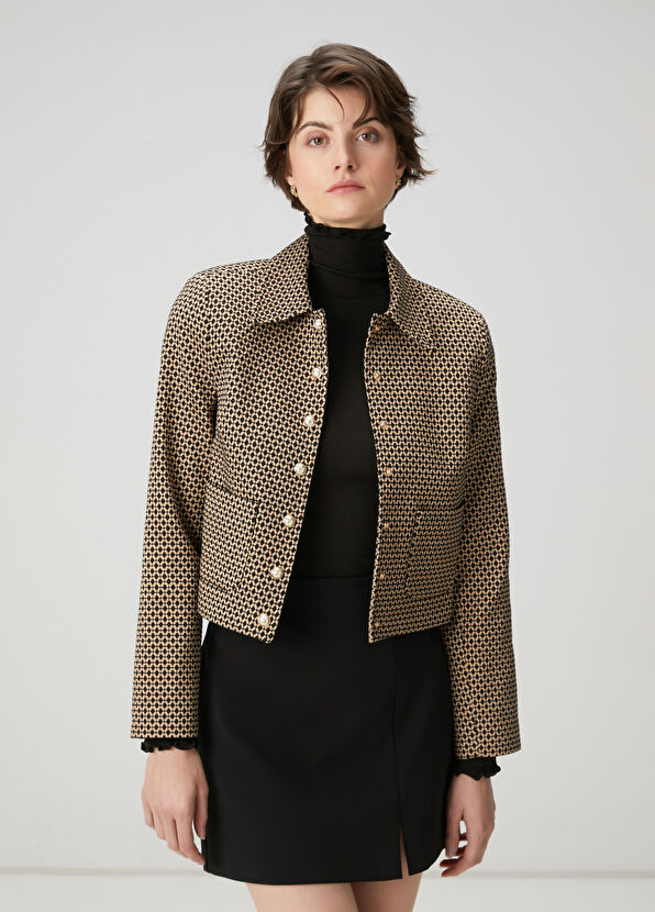 Beymen Club Black Beige Jacquard Jacket - 1