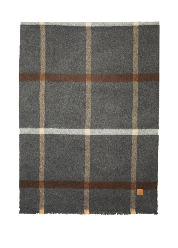 Beymen Club Grey Anthracite Checkered Women's Scarf - 1