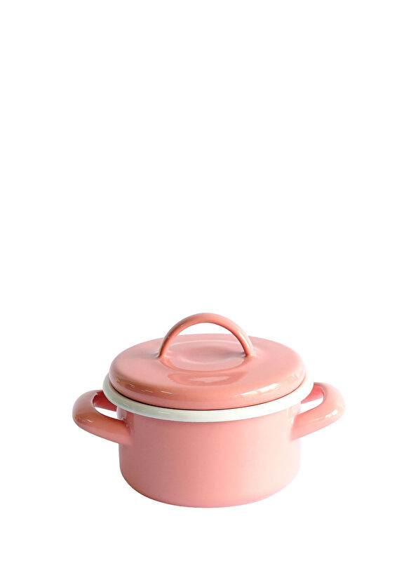 Elif Emaye Pink Enamel Mini Pot 12 cm - 1