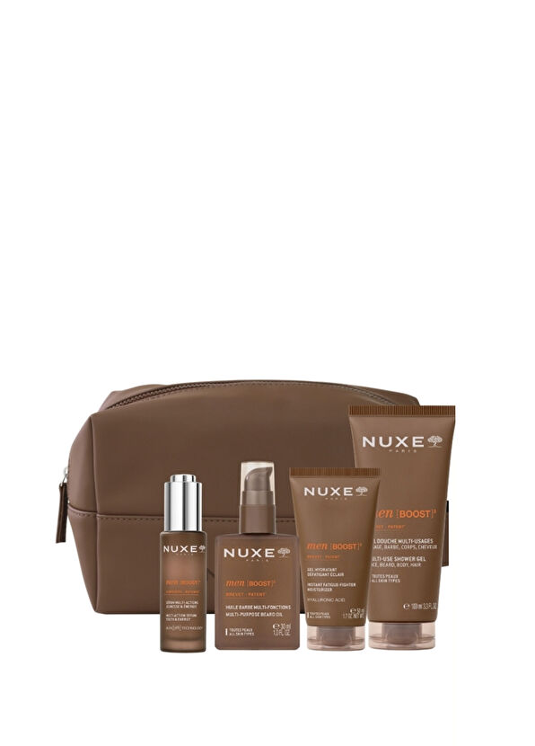 Nuxe Shower Gel 100 ml - Hair Beard Care Oil - Moisturizing Serum + Bag Men's Care Set - 1